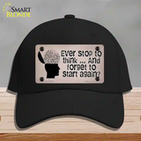 Stop Thinking Novelty License Plate Hat Tag Cotton / Black