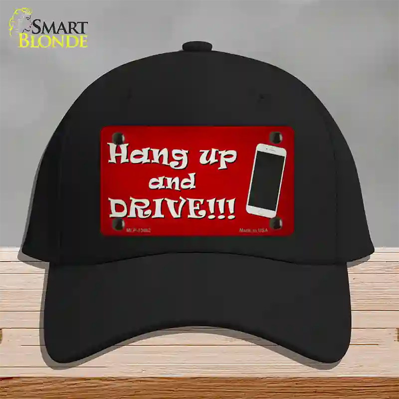 Hang Up and Drive Novelty License Plate Hat Tag Cotton / Black