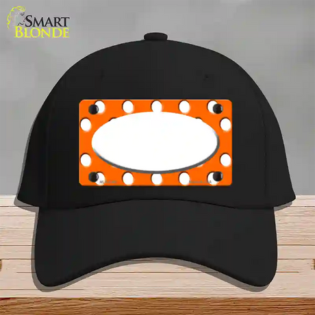 White Orange Polka Dots Center Oval Novelty License Plate Hat Cotton / Black