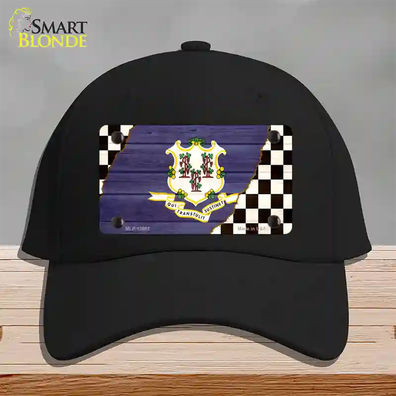 Connecticut Racing Flag Novelty License Plate Hat Tag Cotton / Black