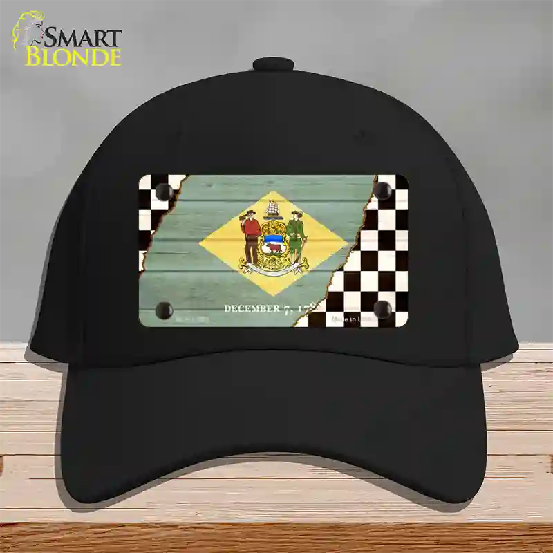 Delaware Racing Flag Novelty License Plate Hat Tag Cotton / Black