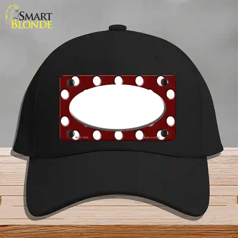 White Burgundy Polka Dot White Center Oval Novelty License Plate Hat Cotton / Black