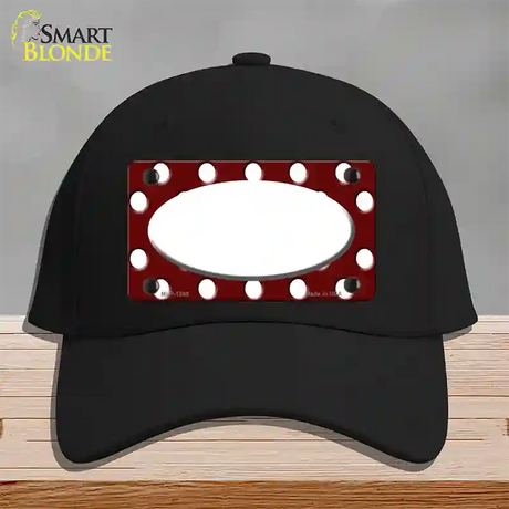 White Burgundy Polka Dot White Center Oval Novelty License Plate Hat Cotton / Black