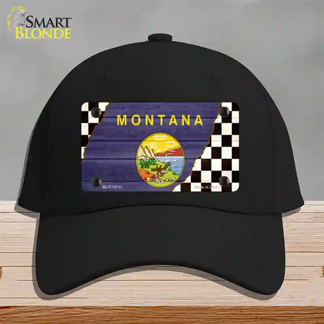 Montana Racing Flag Novelty License Plate Hat Tag Cotton / Black