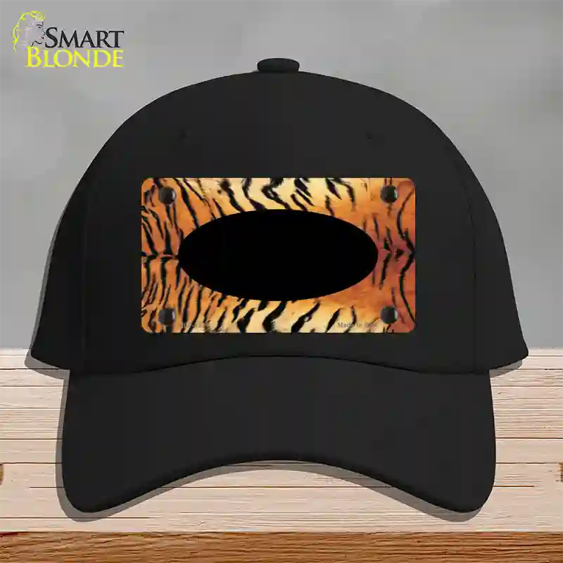 Tiger With Black Center Oval Novelty License Plate Hat Cotton / Black