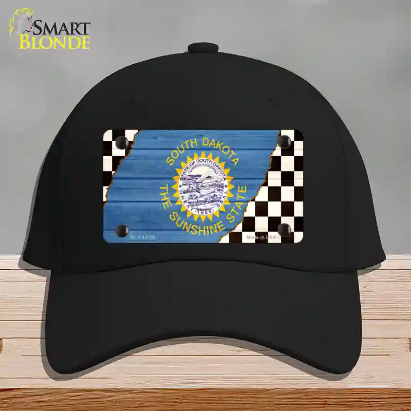 South Dakota Racing Flag Novelty License Plate Hat Tag Cotton / Black