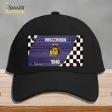 Wisconsin Racing Flag Novelty License Plate Hat Tag Cotton / Black