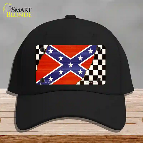 Confederate Racing Flag Novelty License Plate Hat Tag Cotton / Black