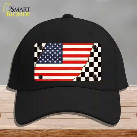 USA Racing Flag Novelty License Plate Hat Tag Cotton / Black