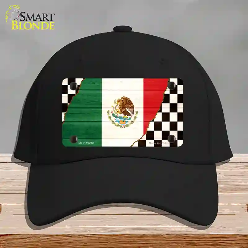 Mexico Racing Flag Novelty License Plate Hat Tag Cotton / Black