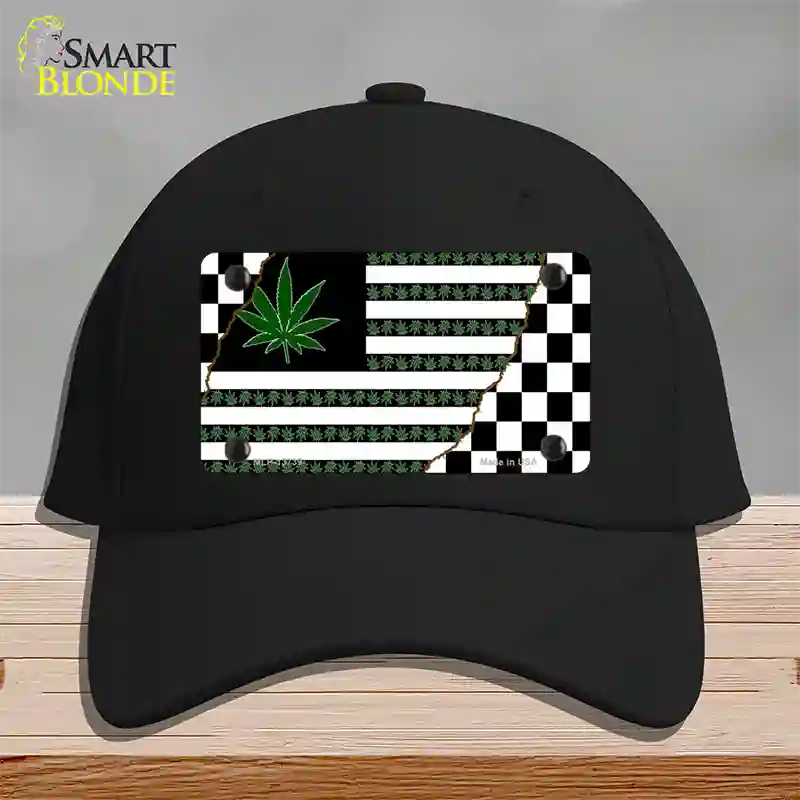 Weed American Racing Flag Novelty License Plate Hat Tag Cotton / Black