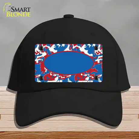 Patriotic Camouflage With Blue Center Oval Novelty License Plate Hat Cotton / Black