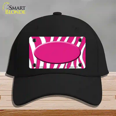 Hot Pink White Zebra Center Oval Novelty License Plate Hat Cotton / Black