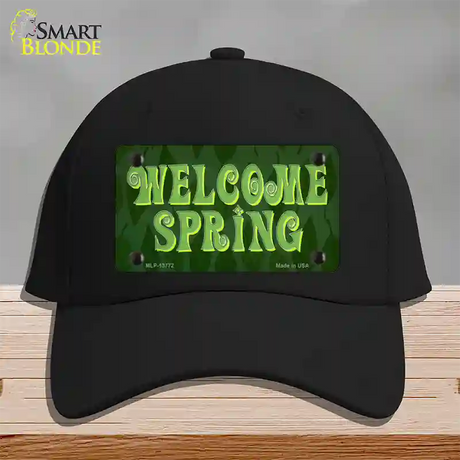 Welcome Spring Novelty License Plate Hat Tag Cotton / Black