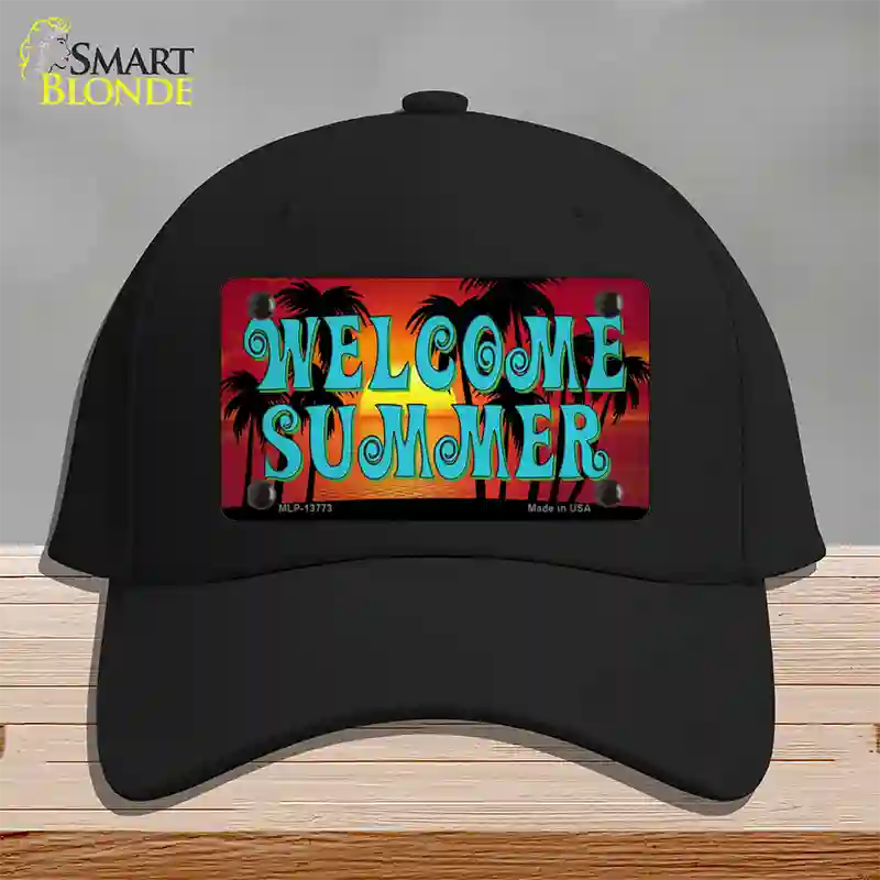 Welcome Summer Novelty License Plate Hat Tag Cotton / Black