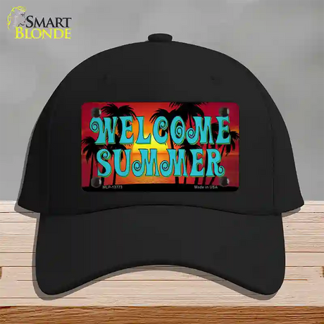 Welcome Summer Novelty License Plate Hat Tag Cotton / Black