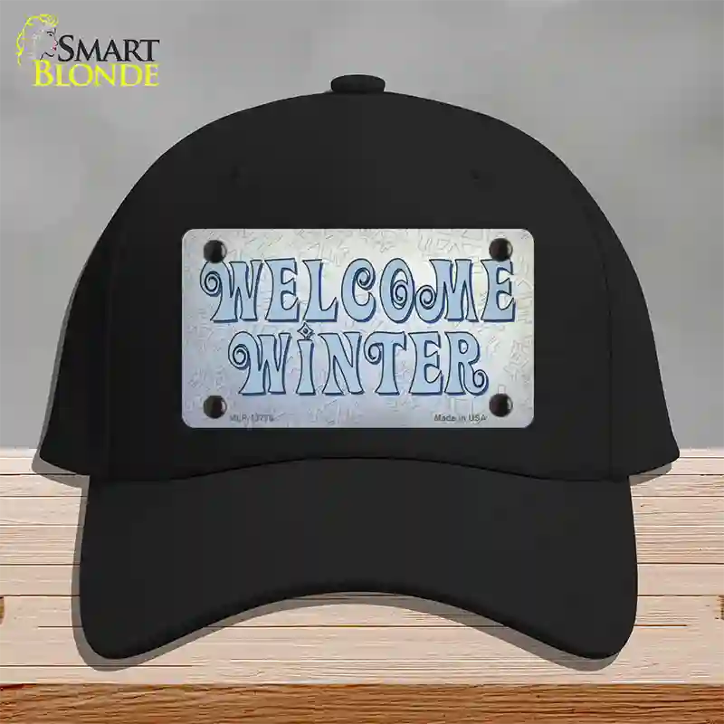 Welcome Winter Novelty License Plate Hat Tag Cotton / Black