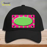 Lime Green Pink Polka Dot Lime Green Center Oval Novelty License Plate Hat Cotton / Black