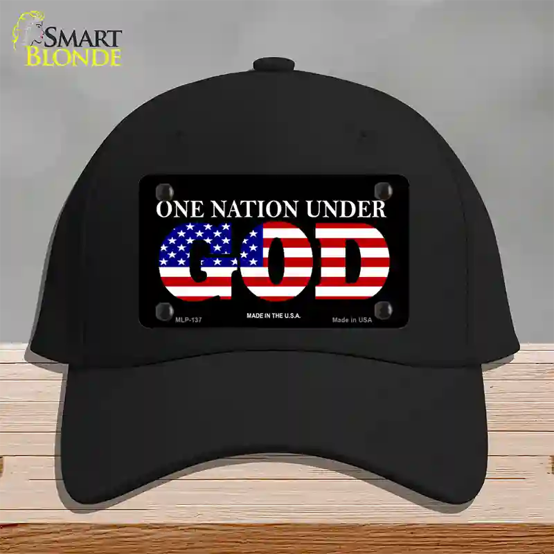 One Nation Under God Novelty License Plate Hat Cotton / Black