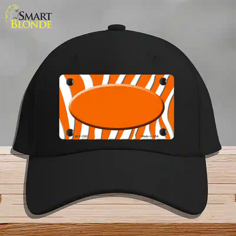 Orange White Zebra Center Oval Novelty License Plate Hat Cotton / Black