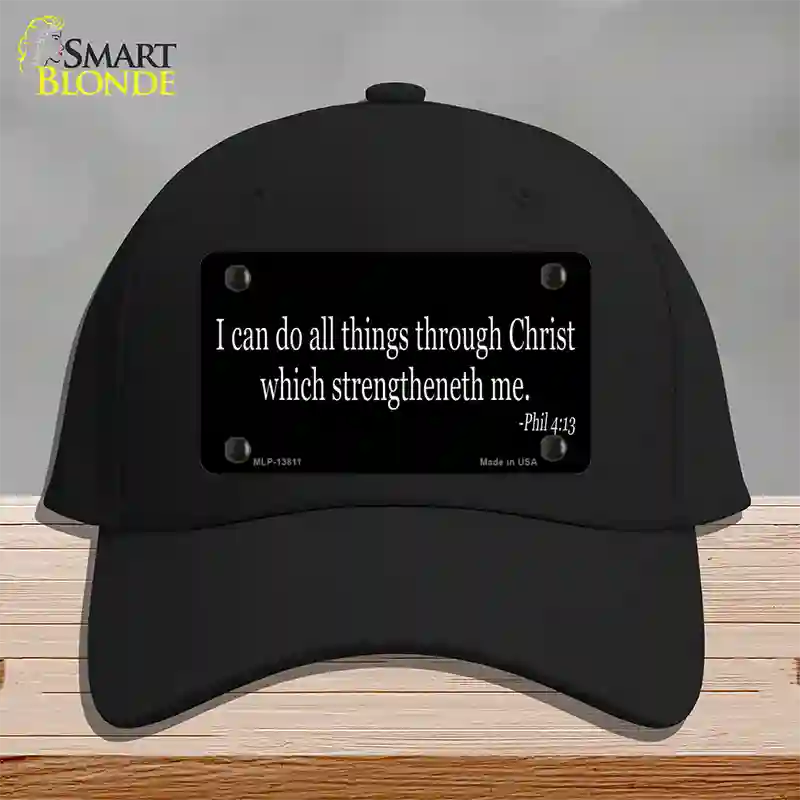 Phil 4 13 Bible Verse Novelty License Plate Hat Tag Cotton / Black