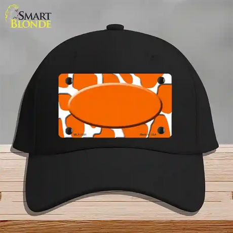 Orange White Giraffe Center Oval Novelty License Plate Hat Cotton / Black