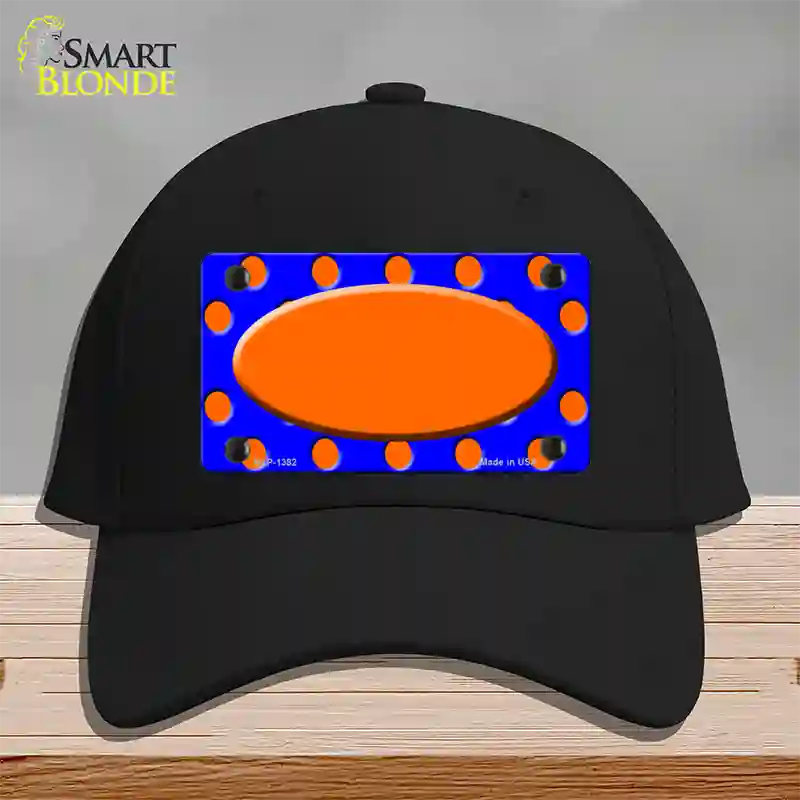 Orange Royal Blue Polka Dot Orange Center Oval Novelty License Plate Hat Cotton / Black