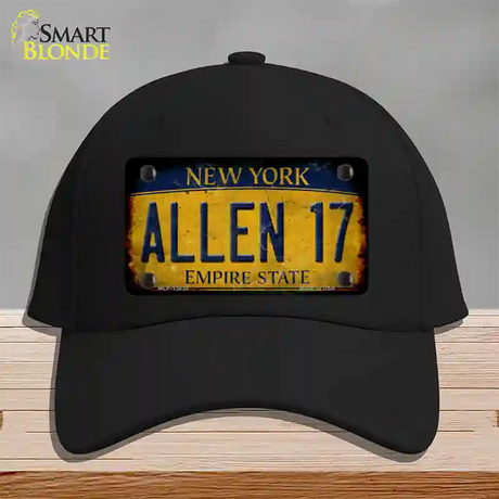 Allen 17 New York Yellow Novelty License Plate Hat Tag Cotton / Black