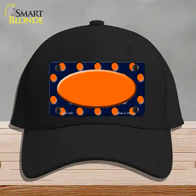 Orange Navy Blue Polka Dot Orange Center Oval Novelty License Plate Hat Cotton / Black