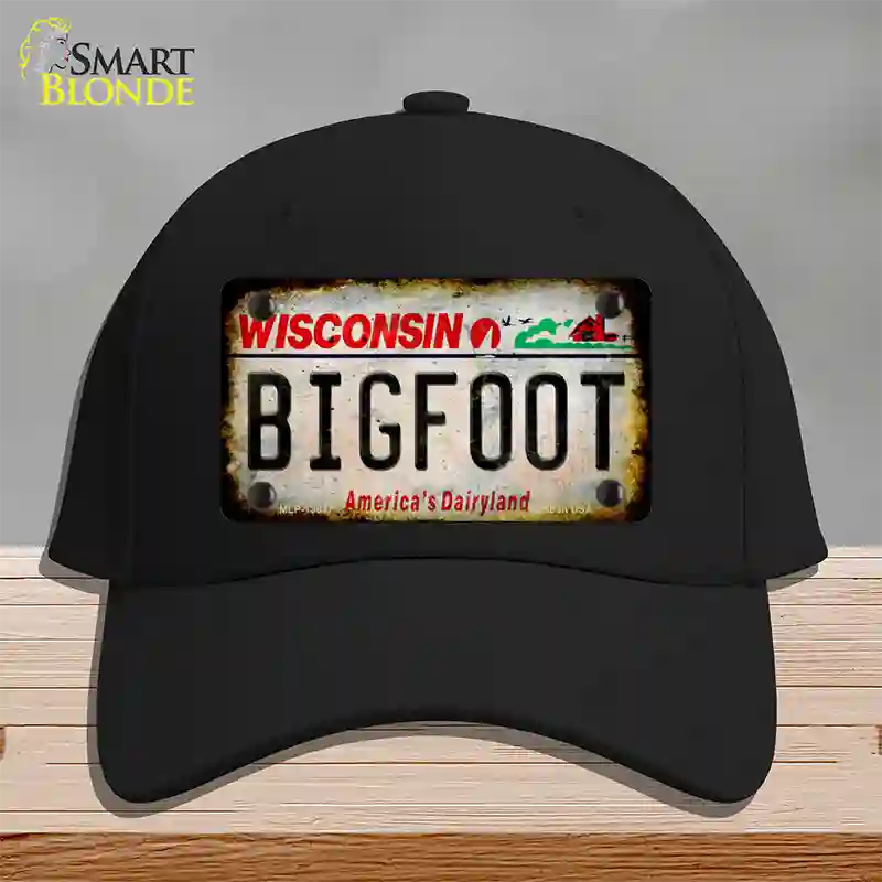 Bigfoot Wisconsin Novelty License Plate Hat Tag Cotton / Black