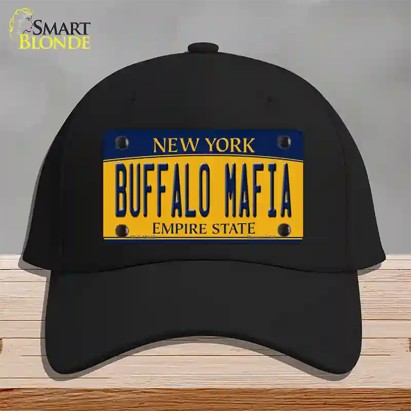 Buffalo Mafia NY Yellow Novelty License Plate Hat Tag Cotton / Black