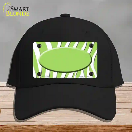 Lime Green White Zebra Center Oval Novelty License Plate Hat Cotton / Black