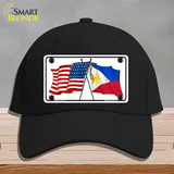 Philippines US Crossed Flag Novelty License Plate Hat Tag Cotton / Black