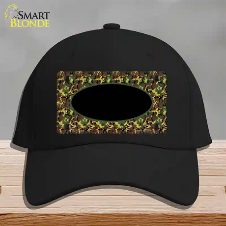 Green Camo Oval With Black Oval Center Novelty License Plate Hat Cotton / Black