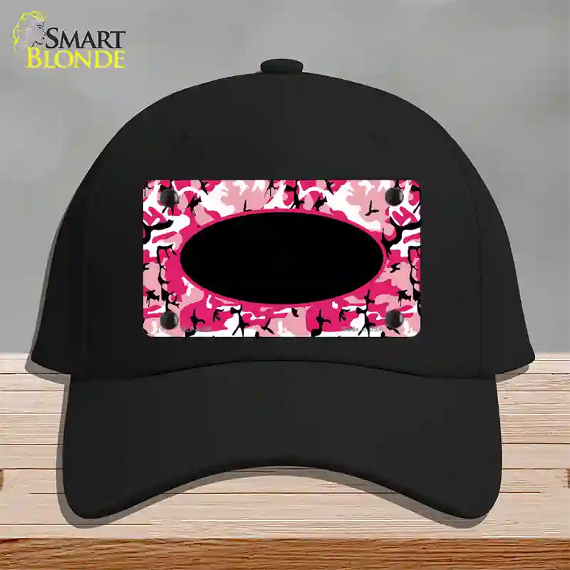 Pink Camo With Black Center Oval Novelty License Plate Hat Cotton / Black