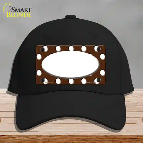 White Brown Polka Dot Center Oval Novelty License Plate Hat Cotton / Black