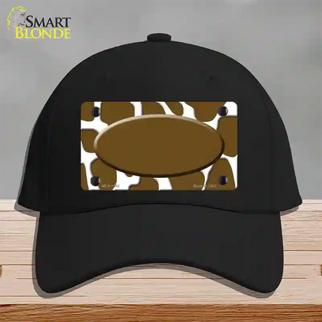 Brown White Giraffe Center Oval Novelty License Plate Hat Cotton / Black