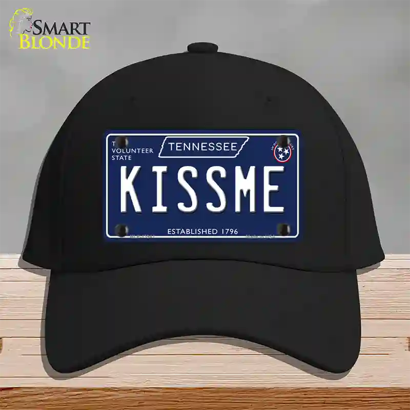 Kiss Me Tennessee Blue Novelty License Plate Hat Tag Cotton / Black