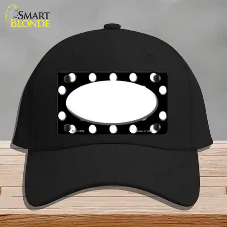 White Black Polka Dot Center Oval Novelty License Plate Hat Cotton / Black