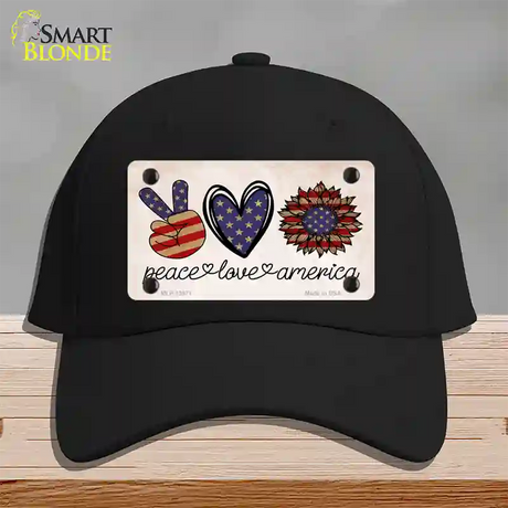 Peace Love America Novelty License Plate Hat Tag Cotton / Black