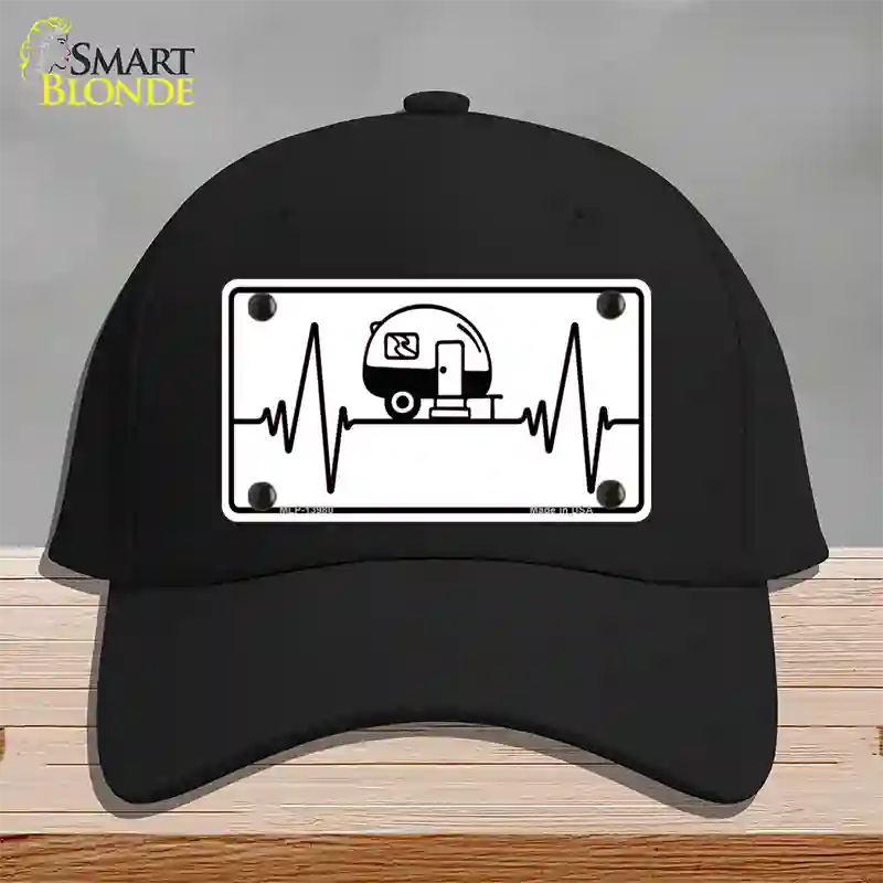 Camping Heart Beat Novelty License Plate Hat Tag Cotton / Black