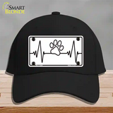 Paw Print Heart Beat Novelty License Plate Hat Tag Cotton / Black