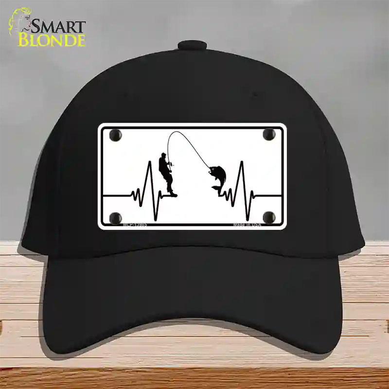 Fishing Heart Beat Novelty License Plate Hat Tag Cotton / Black