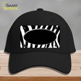 Black White Zebra Center Oval Novelty License Plate Hat Cotton / Black