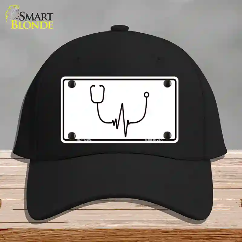 Stethoscope Heart Beat Novelty License Plate Hat Tag Cotton / Black