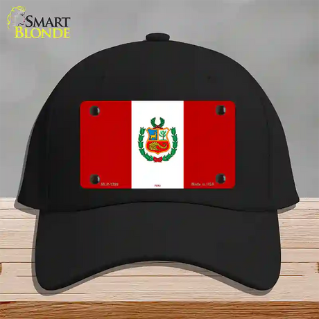 Peru Flag Novelty License Plate Hat Cotton / Black