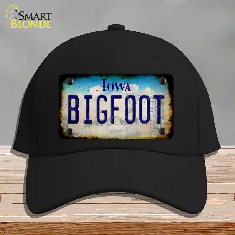 Bigfoot Iowa Novelty License Plate Hat Tag Cotton / Black