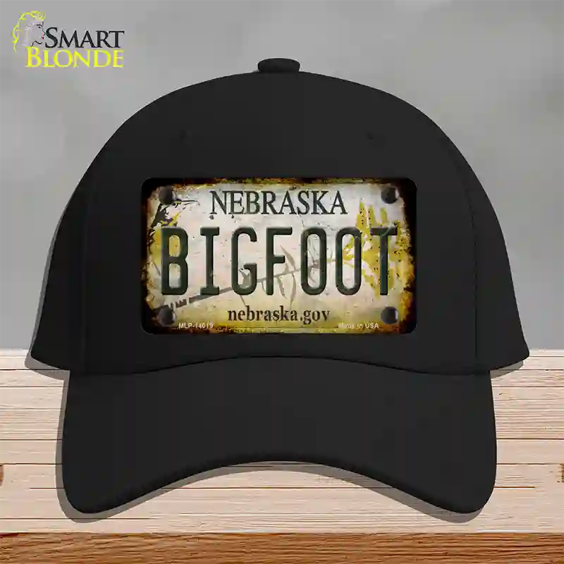 Bigfoot Nebraska Novelty License Plate Hat Tag Cotton / Black