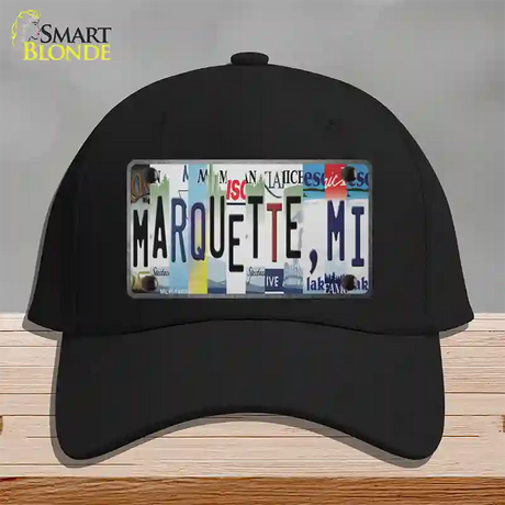 Marquette MI Strip Art Novelty License Plate Hat Tag Cotton / Black