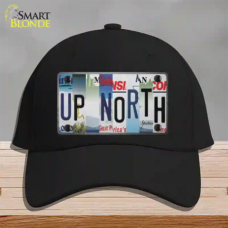 Up North Strip Art Novelty License Plate Hat Tag Cotton / Black